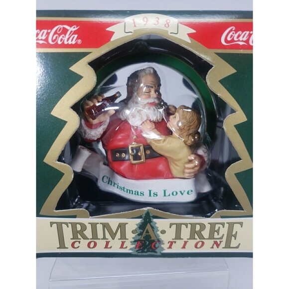 Coca-Cola Trim A Tree Collection 1938 Santa with Girl Christmas Ornament 1990 - Picture 2 of 16